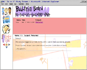 screen shot of bulletin board